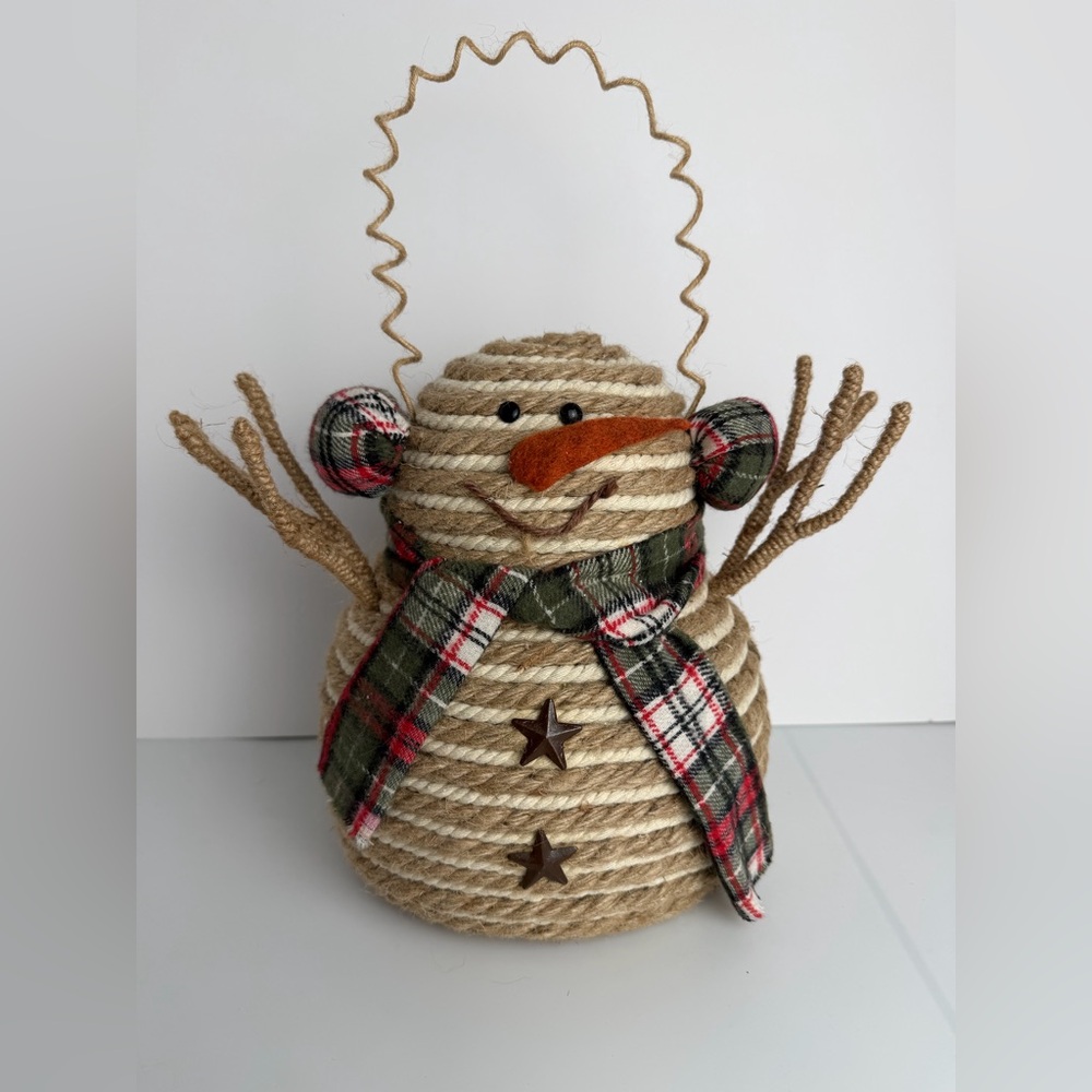 Rustic Rope Snowman Christmas Decor Farmhouse Winter Burlap Plaid